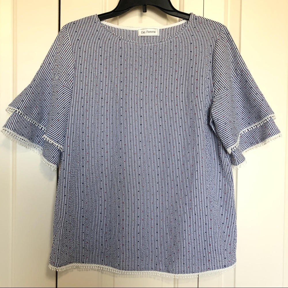 Ces Femme Ruffles Short Sleeve Top